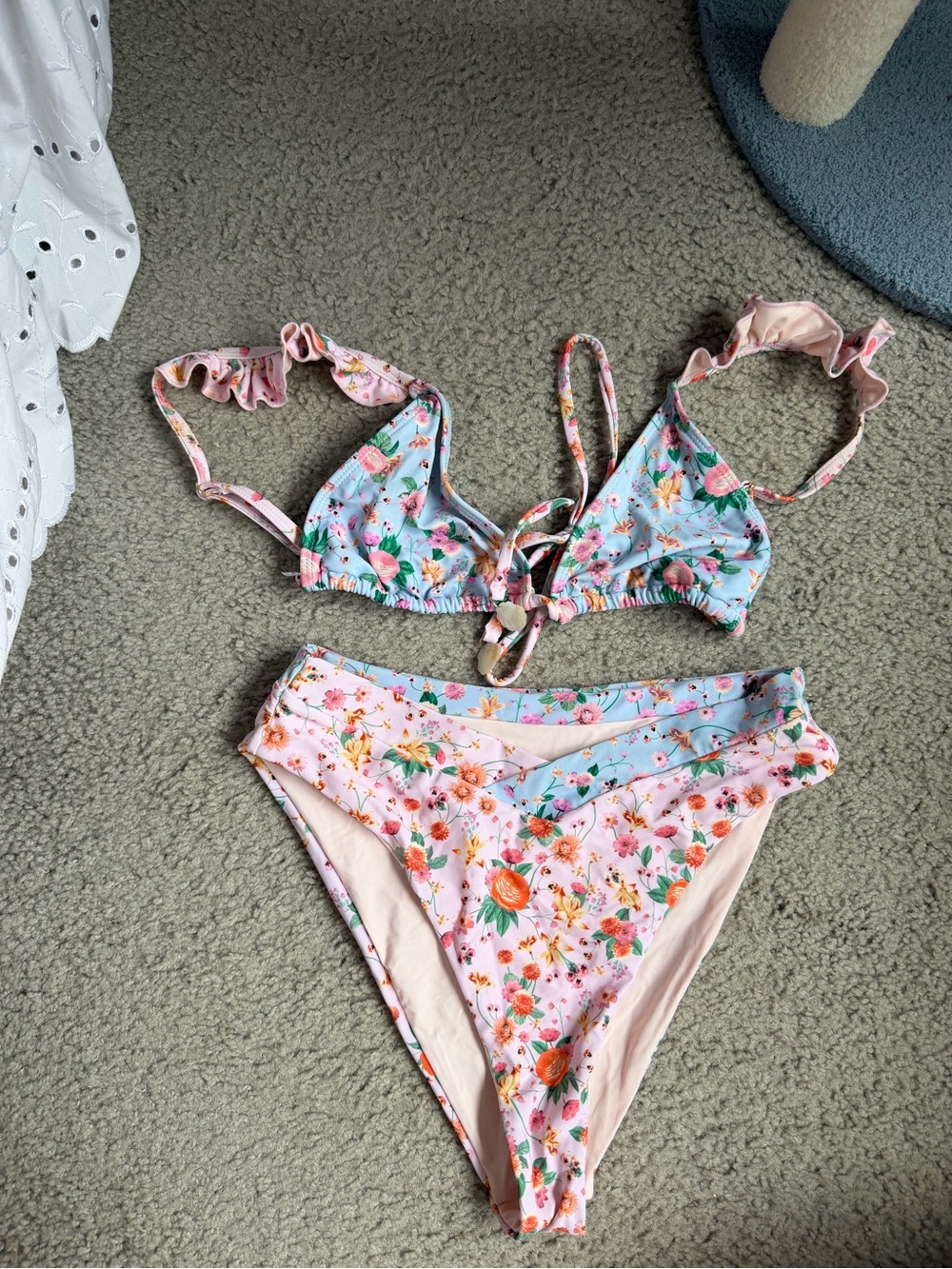 Blackbough Floral Bikini Set - Pink & Sky Blue